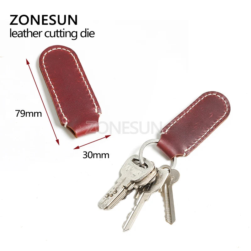 ZONESUN Customized leather cutting die Leather Craft DIY Key Ring Wooden Template Knife Punching Key Chain Cutting Mould Cutter