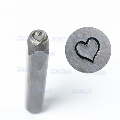 ZONESUN Heart Jewelry Stamping Metal Alphabet LOGO Steel Stamps Mold Marking Tool For Gold Ring Bracelet Necklace