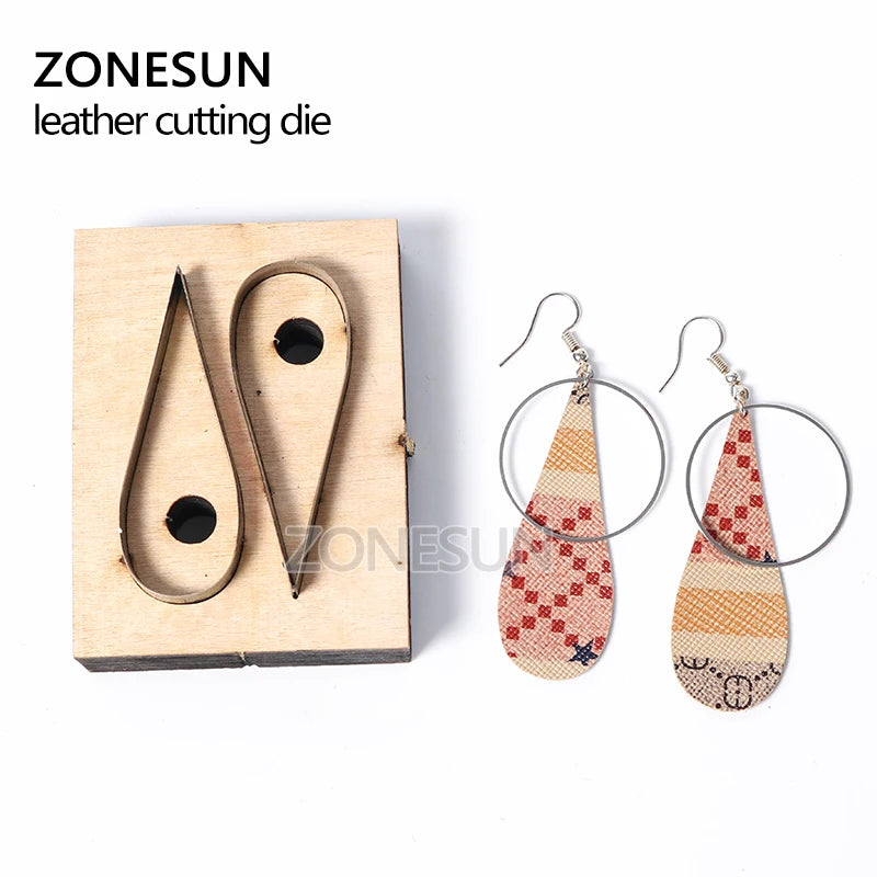 ZONESUN Custom Drop Shape Leather Earring Paper Cutting Die Tool For Die Cutting Machine DIY Punching Clicker Steel Rule Die
