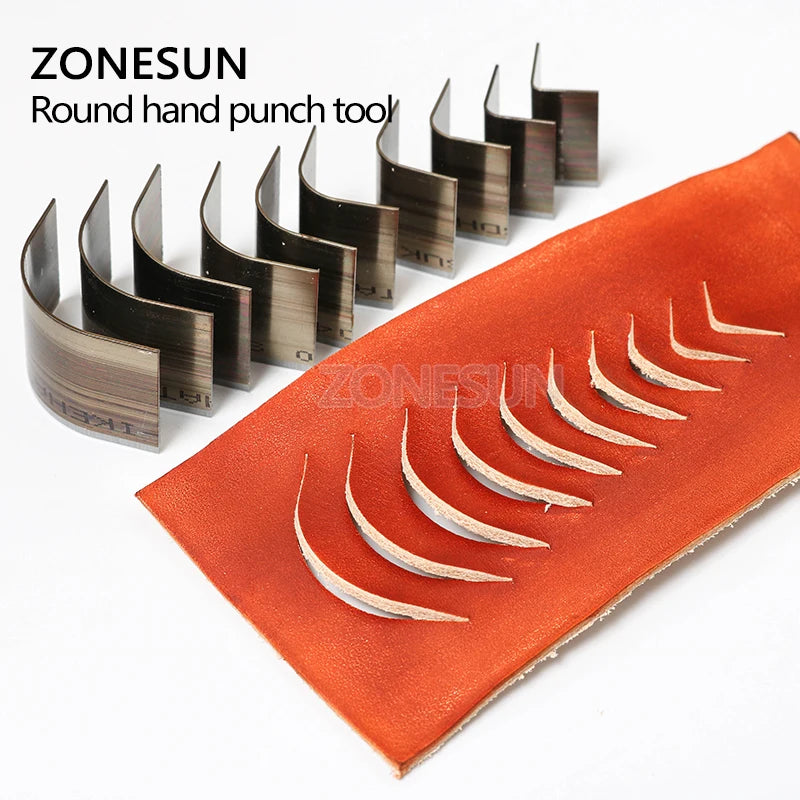 ZONESUN 10pcs/lot Leather Wallet Bag Corner Round Punching Tool Handmade Belt Round Cut Sets DIY Leather  Braclect Corner Punch
