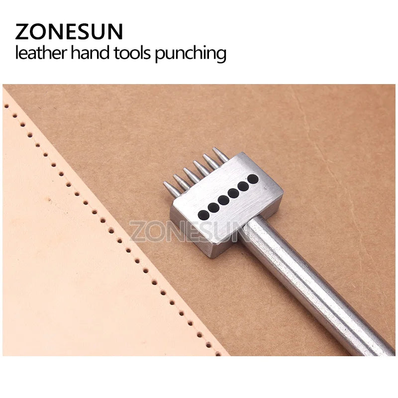 ZONESUN Leather Hole Punches Spacing 4 5 6mm Diy Hand Perforated Round Stitching Punch Tools Hole Cut Leather Punching Tool