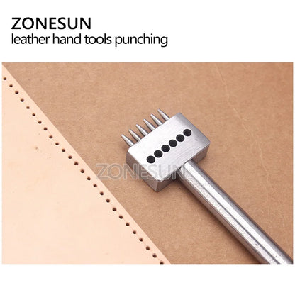ZONESUN Leather Hole Punches Spacing 4 5 6mm Diy Hand Perforated Round Stitching Punch Tools Hole Cut Leather Punching Tool