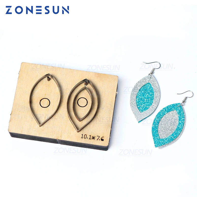 ZONESUN  T4 DIY Custom Cutter Leather Earring Cutting Die Leather Cut Out Earring For Steel Rule Die Cutting Machine Press Tools
