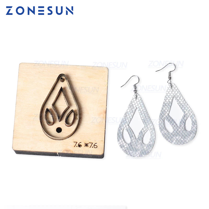 ZONESUN T7 DIY Custom Cutter Leather Earring Cutting Die Leather Cut Out Earring For Steel Rule Die Cutting Machine Press Tools