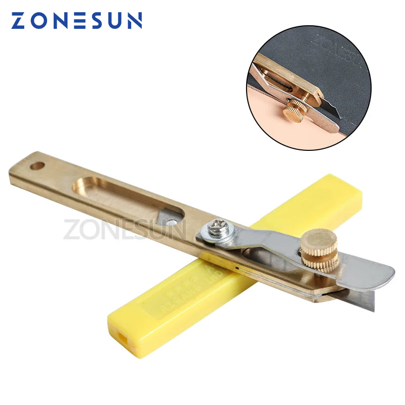 ZONESUN Hand DIY Draw Gauge Professional Patchwork Fabric leather Craft Cut Strap Sewing Cutter  Knife Tool With Blade