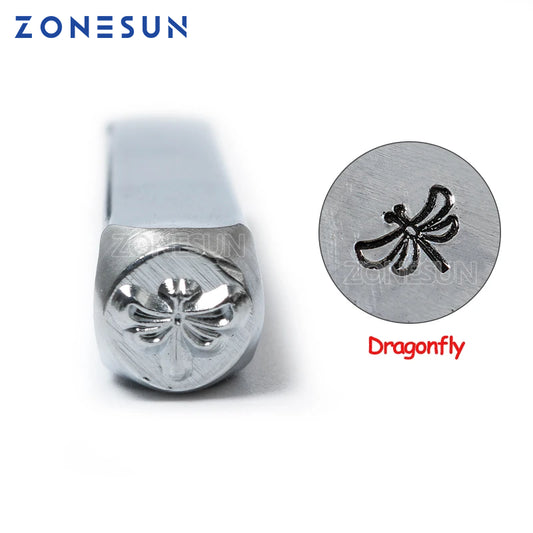 ZONESUN Dragonfly Jewelry Stamping Metal Alphabet LOGO Steel Stamps Mold Marking Tool Punch Die For Gold Ring Bracelet Necklace