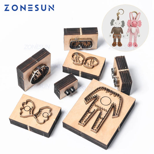 ZONESUN Customized Leather Cutting Die  DIY Key Ring Wooden Template Knife Punching Key Chain Cutting Mould Cutter Leather Tools