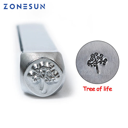 ZONESUN Tree Jewelry Stamping Metal Alphabet LOGO Steel Stamps Mold Marking Tool Punch Die For Gold Ring Bracelet Necklace