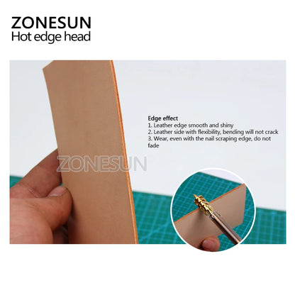 ZONESUN Leathercraft Round Metal Brass Leather Edge Side Burnishing Polished Round Edge Convenient Tools Burnisher Polisher