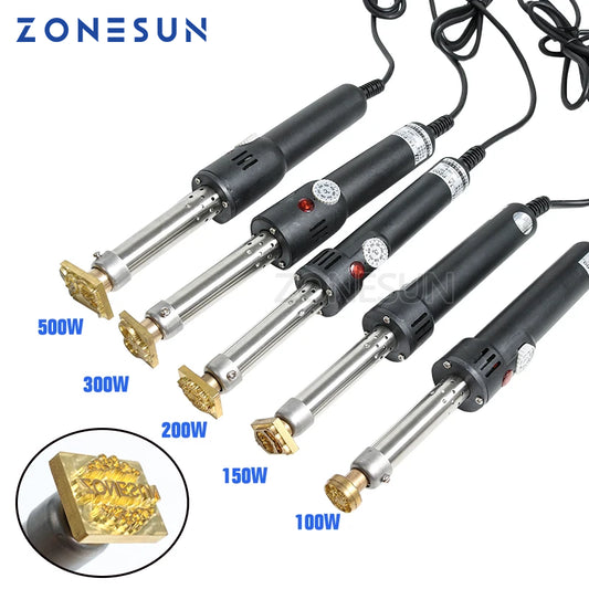 ZONESUN Leather stamping embossing machine soldering Branding iron for custom mold leather cake dessert logo handheld embosser