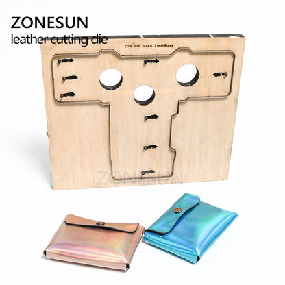 ZONESUN Customized leather cutting die handicraft tool Double open coin purse pouch punch cutter mold DIY paper wallet cut die