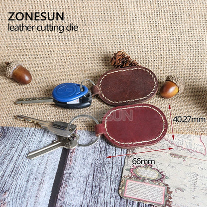 ZONESUN  Y006 Customized leather cutting die shape key ring  fob holder punch PVC/EVA sheet cutter mold DIY laser knife die