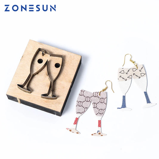 ZONESUN champagne custom leather paper earring decoration cutting steel rule click press die clicker tools handmade handicraft