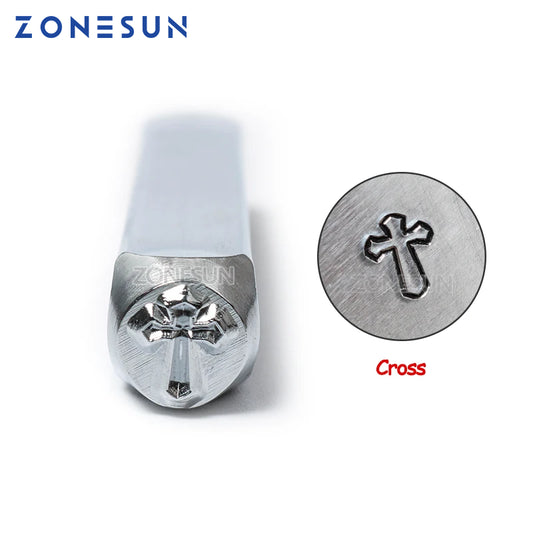 ZONESUN Cross Jewelry Stamping Metal Alphabet LOGO Steel Stamps Mold Marking Tool Punch Die For Leather Ring Bracelet Necklace