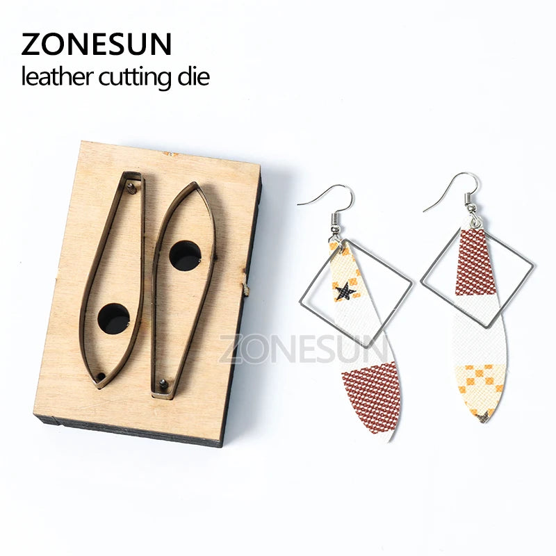 ZONESUN Custom Irregular Leather Earring Paper Cutting Die Tool For Die Cutting Machine DIY Punching Clicker Steel Rule Die