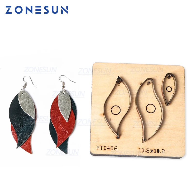 ZONESUN T9 DIY Custom Cutter Leather Earring Cutting Die / Cut Out Earring For Steel Mold Cutting Machine Press Tools