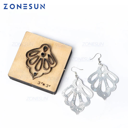 ZONESUN T2 DIY Custom Cutter Leather Earring Cutting Die Leather Cut Out Earring For Steel Rule Die Cutting Machine Press Tools