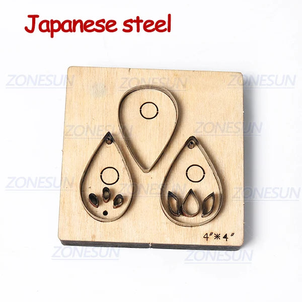 ZONESUN T11 DIY Custom Cutter Leather Earring Cutting Die Leather Cut Out Earring For Steel Rule Die Cutting Machine Press Tools