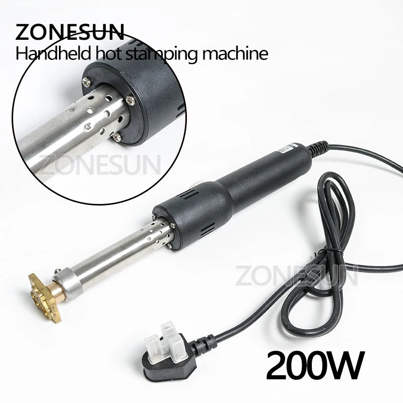 ZONESUN Leather stamping embossing machine soldering Branding iron for custom mold leather cake dessert logo handheld embosser