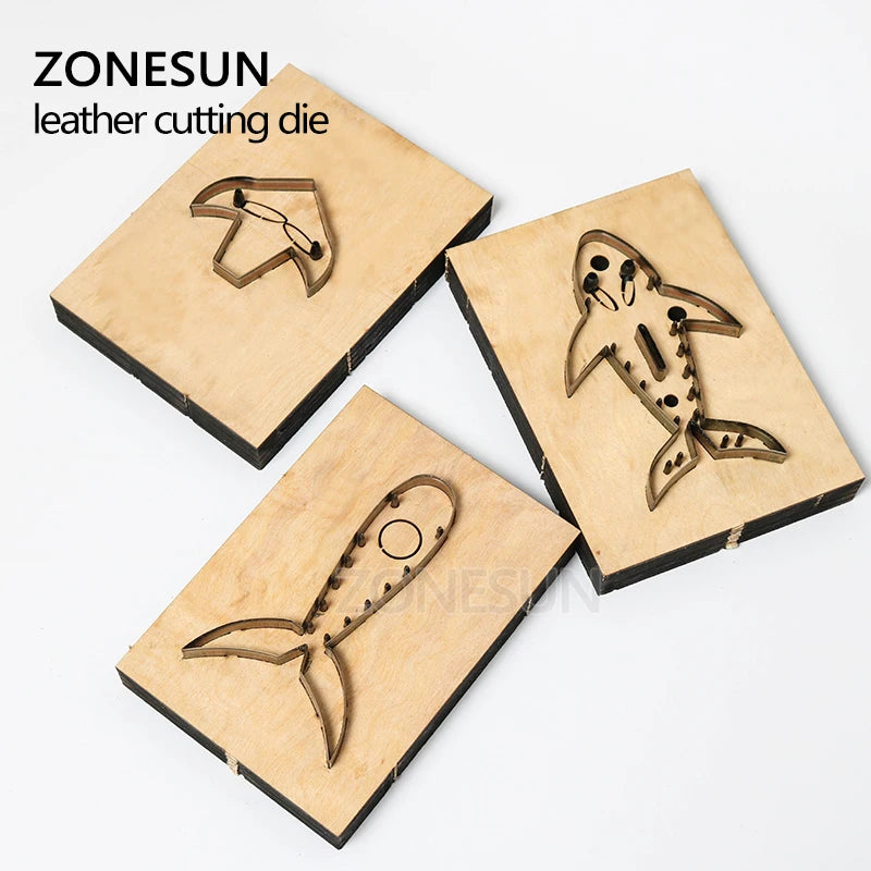 ZONESUN Shark Leather Cutting Die DIY Key Chain Wooden Punching Die Handcraft Template Cutting Mould Cutter Tool