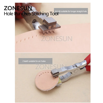 ZONESUN Hole Punching Pliers Stitching Punch Tool Puncher For Leather Craft Handcraft Sewing Tool Wallet Bracelet Handbag
