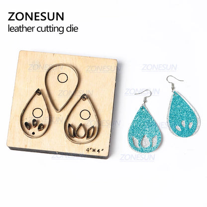 ZONESUN T11 DIY Custom Cutter Leather Earring Cutting Die Leather Cut Out Earring For Steel Rule Die Cutting Machine Press Tools