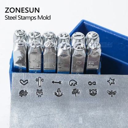 ZONESUN 4PCS Jewelry Stamping Metal Alphabet LOGO Steel Stamps Mold Marking Tool Punch Die For Gold Ring Bracelet Necklace