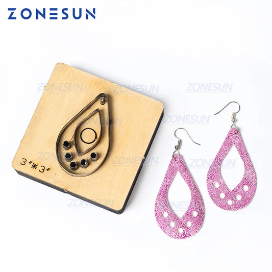 ZONESUN T1 DIY Custom Cutter Leather Earring Cutting Die Leather Cut Out Earring For Steel Rule Die Cutting Machine Press Tools