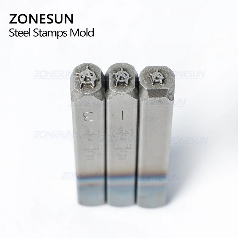 ZONESUN Anarchy Jewelry Stamping Metal Alphabet LOGO Steel Stamps Mold Marking Tool For Gold Ring Bracelet Necklace