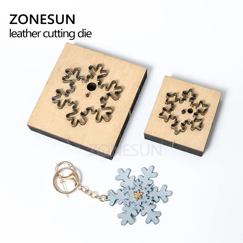 ZONESUN Snow Leather Cutting Die DIY Key Ring Cut Out Wooden Template Knife Punching Key Chain Die Cut Cutting Mould Decoration