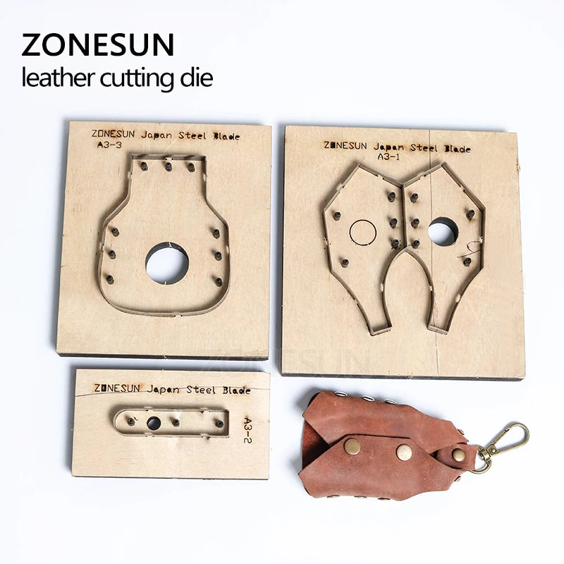 ZONESUN D110 Customized leather cutting die laser punch photo paper PVC/EVA sheet cutter mold DIY key ring knife die key cover