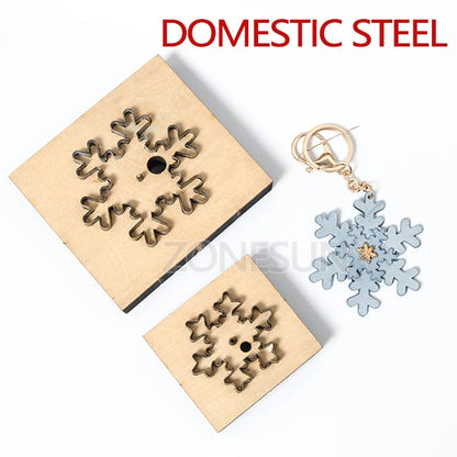 ZONESUN Snow Leather Cutting Die DIY Key Ring Cut Out Wooden Template Knife Punching Key Chain Die Cut Cutting Mould Decoration