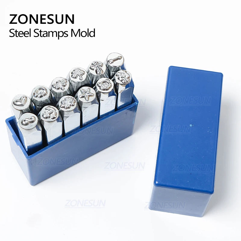 ZONESUN 4PCS Jewelry Stamping Metal Alphabet LOGO Steel Stamps Mold Marking Tool Punch Die For Gold Ring Bracelet Necklace