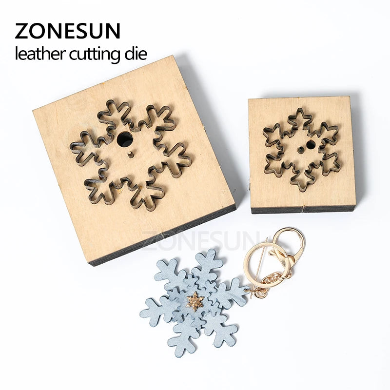 ZONESUN Snow Leather Cutting Die DIY Key Ring Cut Out Wooden Template Knife Punching Key Chain Die Cut Cutting Mould Decoration