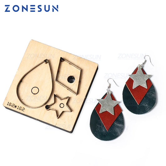 ZONESUN T8 DIY Custom Cutter Leather Earring Cutting Die Leather Cut Out Earring For Steel Rule Die Cutting Machine Press Tools