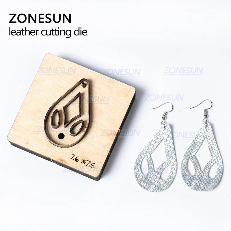 ZONESUN T7 DIY Custom Cutter Leather Earring Cutting Die Leather Cut Out Earring For Steel Rule Die Cutting Machine Press Tools