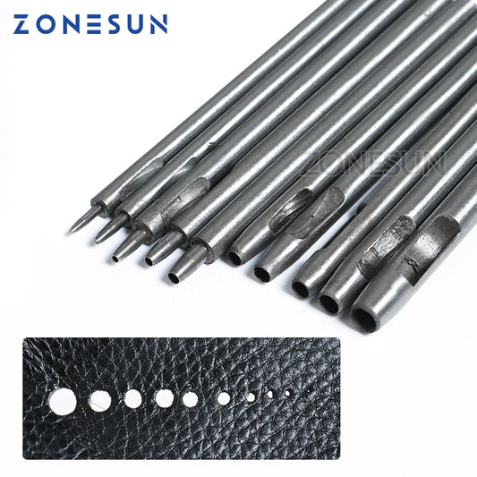 ZONESUN DIY Hollow Punch Tool LeatherCraft Watch Belt Handwork Hole Cutting Steel Puncher Hole Punch Alloy Tool  10 Pcs / set