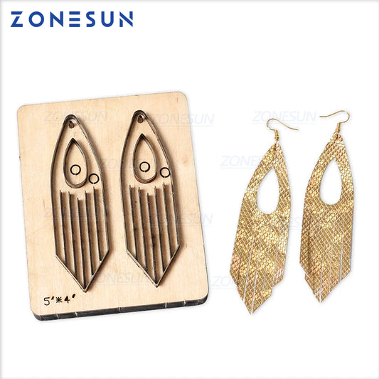 ZONESUN H4 DIY Custom Cutter Leather Earring Cutting Die Leather Cut Out Earring For Steel Rule Die Cutting Machine Press Tools