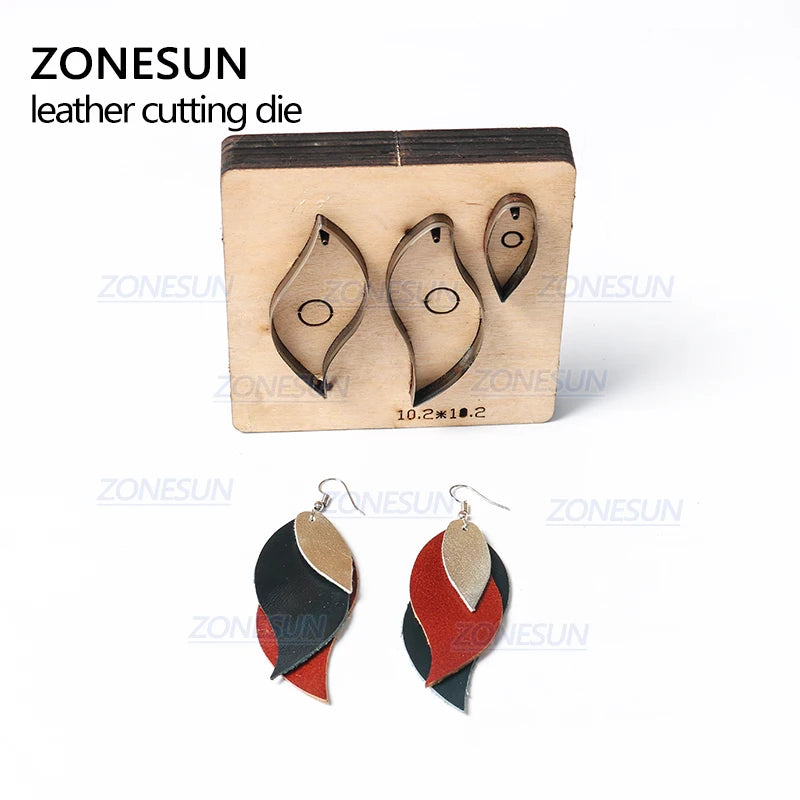 ZONESUN T9 DIY Custom Cutter Leather Earring Cutting Die / Cut Out Earring For Steel Mold Cutting Machine Press Tools