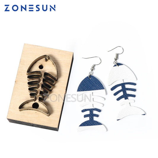 ZONESUN Custom Fishbone Leather Earring Paper Cutting Die Tool For Die Cutting Machine DIY Punching Clicker Steel Rule Die