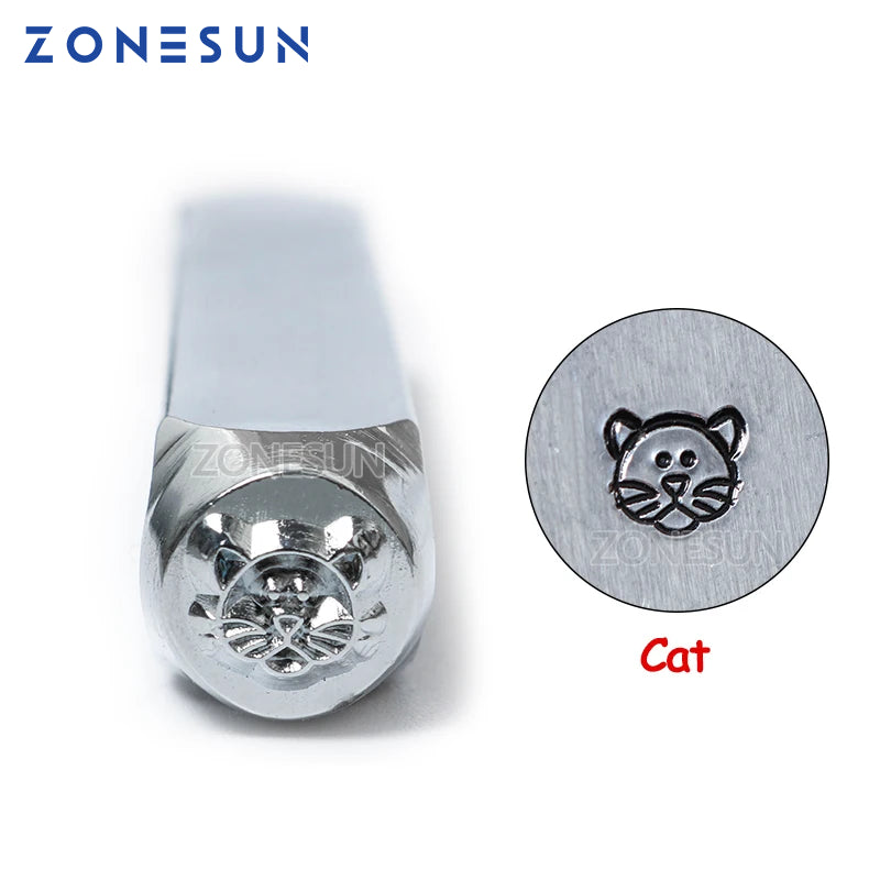 ZONESUN Cat Jewelry Stamping Metal Alphabet LOGO Steel Stamps Mold Marking Tool Punch Die For Gold Ring Bracelet Necklace