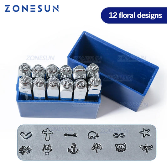 ZONESUN 4PCS Jewelry Stamping Metal Alphabet LOGO Steel Stamps Mold Marking Tool Punch Die For Gold Ring Bracelet Necklace