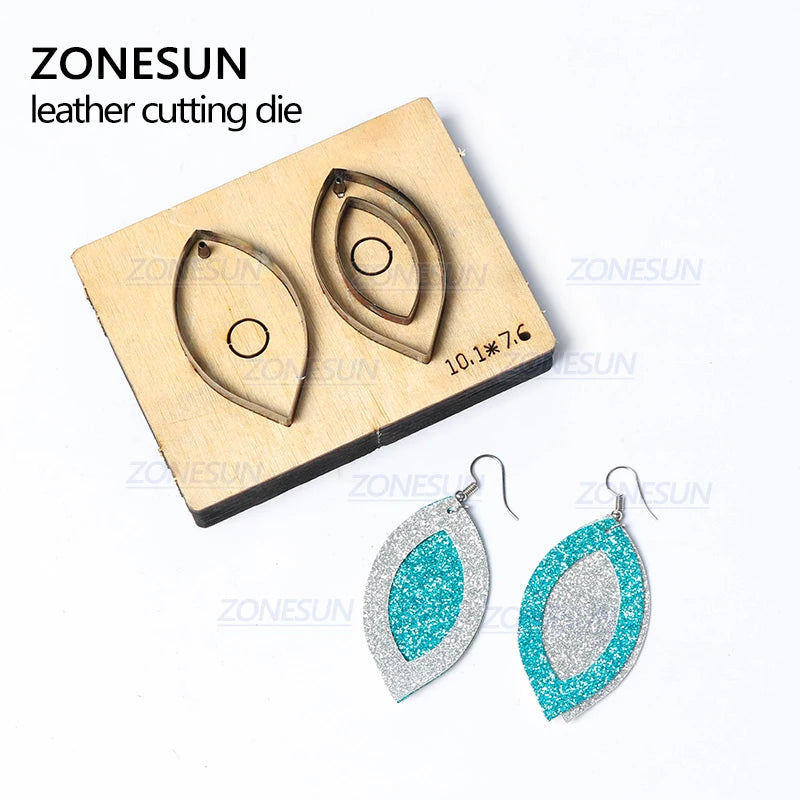 ZONESUN  T4 DIY Custom Cutter Leather Earring Cutting Die Leather Cut Out Earring For Steel Rule Die Cutting Machine Press Tools