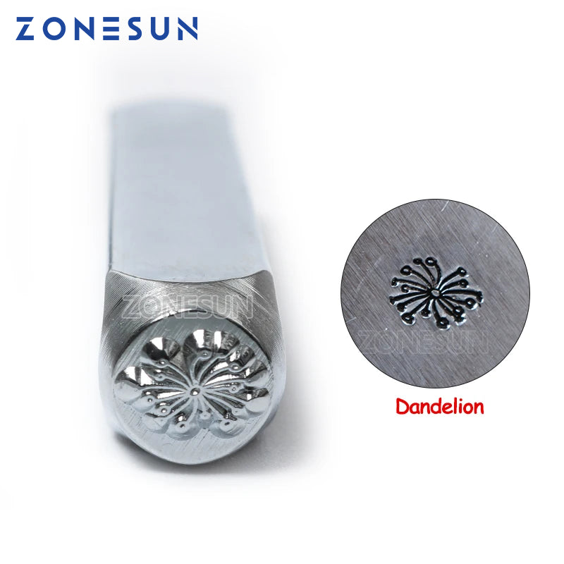 ZONESUN Dandelion Jewelry Stamping Metal Alphabet LOGO Steel Stamps Mold Marking Tool Punch Die For Gold Ring Bracelet Necklace