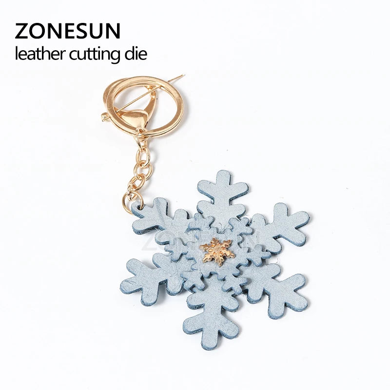 ZONESUN Snow Leather Cutting Die DIY Key Ring Cut Out Wooden Template Knife Punching Key Chain Die Cut Cutting Mould Decoration