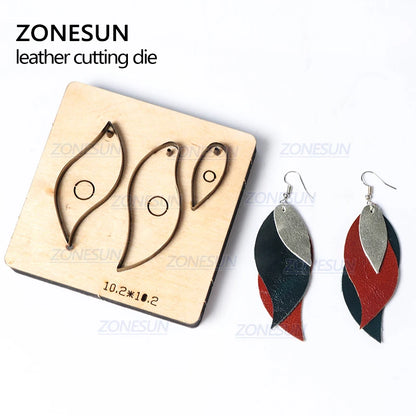 ZONESUN T9 DIY Custom Cutter Leather Earring Cutting Die / Cut Out Earring For Steel Mold Cutting Machine Press Tools