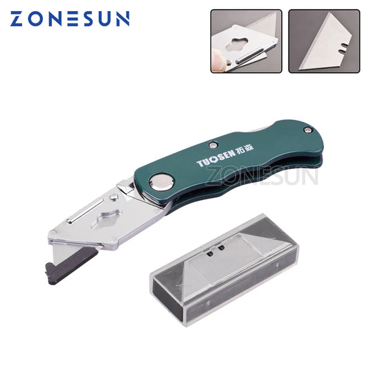 ZONESUN Folding Utility Knife Set Stainless steel Knife Leather Cutting Knife Protable Convenient Craft Tool  Leather Knife