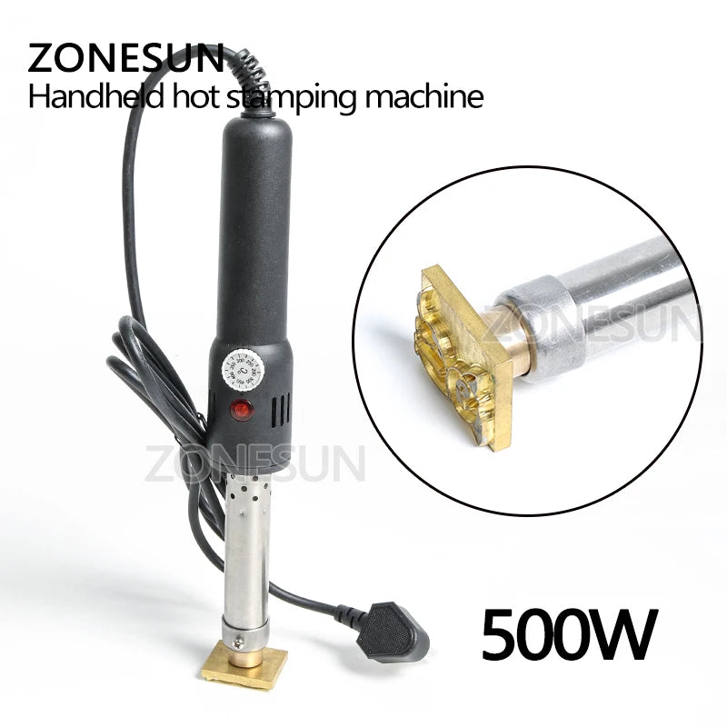 ZONESUN Leather stamping embossing machine soldering Branding iron for custom mold leather cake dessert logo handheld embosser
