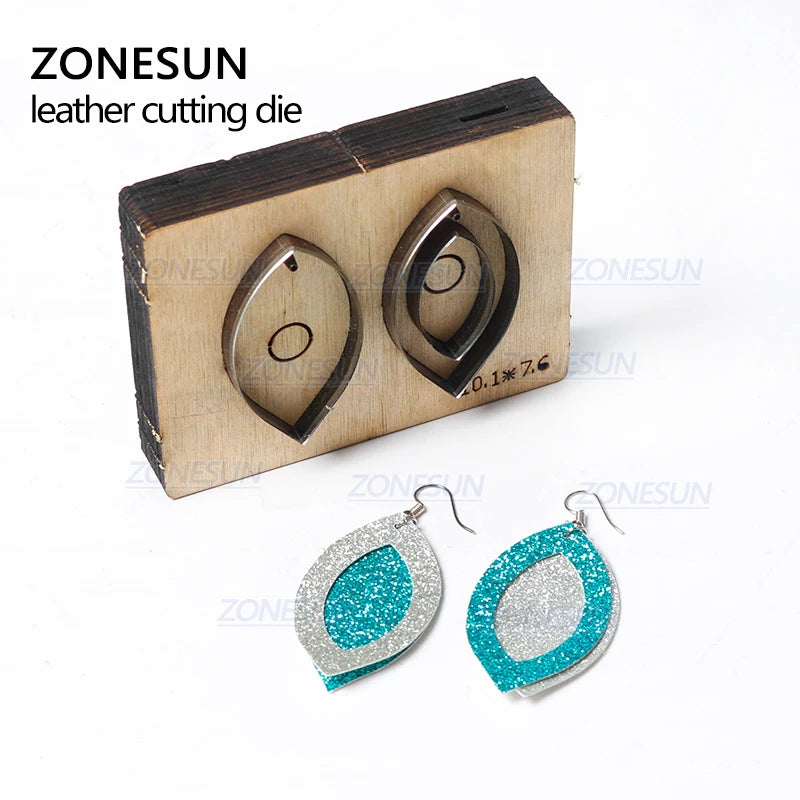 ZONESUN  T4 DIY Custom Cutter Leather Earring Cutting Die Leather Cut Out Earring For Steel Rule Die Cutting Machine Press Tools