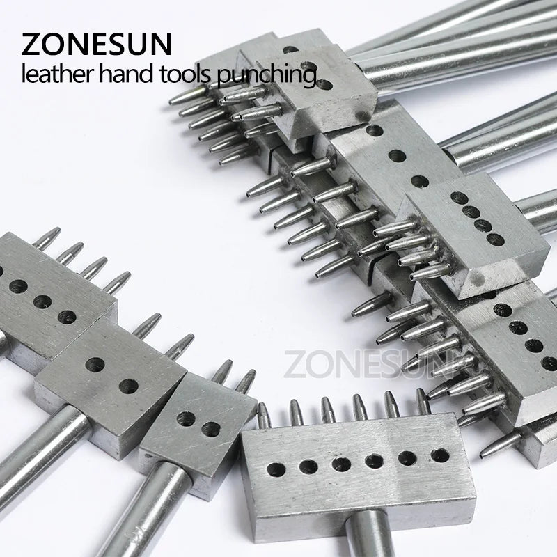 ZONESUN Leather Hole Punches Spacing 4 5 6mm Diy Hand Perforated Round Stitching Punch Tools Hole Cut Leather Punching Tool